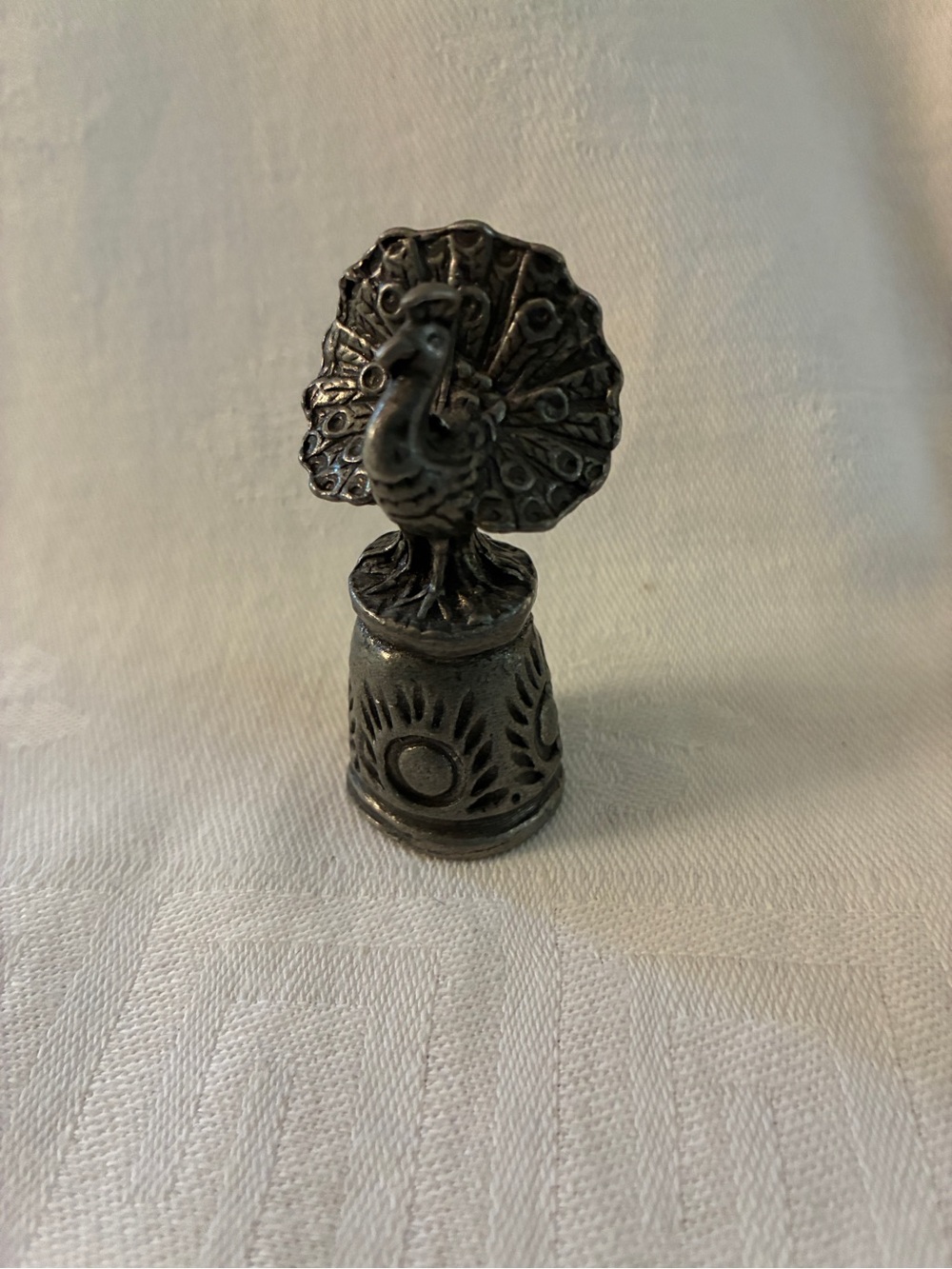 Vintage Peacock Pewter Thimble Collectible 2 inches tall